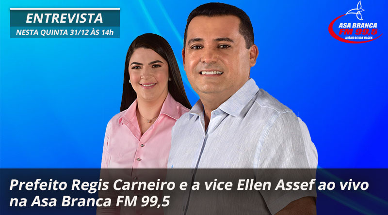 Régis carneiro e Ellen Assef concederão entrevista ao vivo na Asa Branca FM hoje (31) às 12h