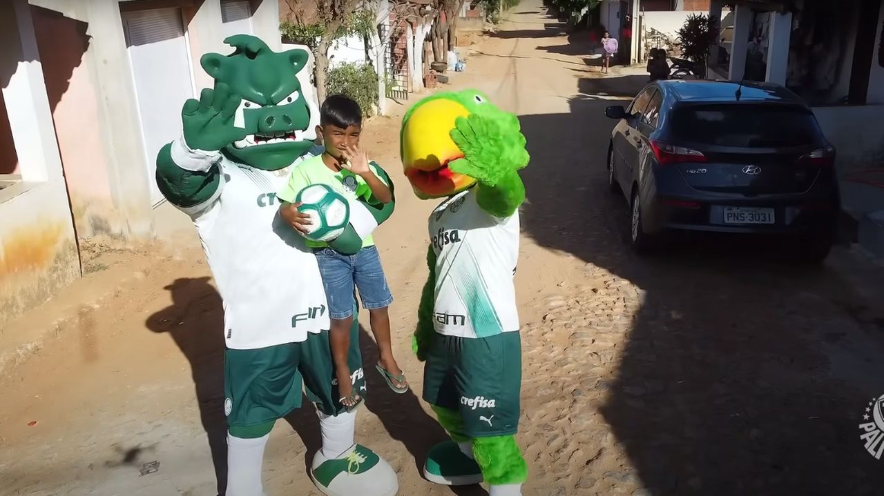 Criança cearense que emocionou web vendendo dindin recebe homenagem especial do Palmeiras