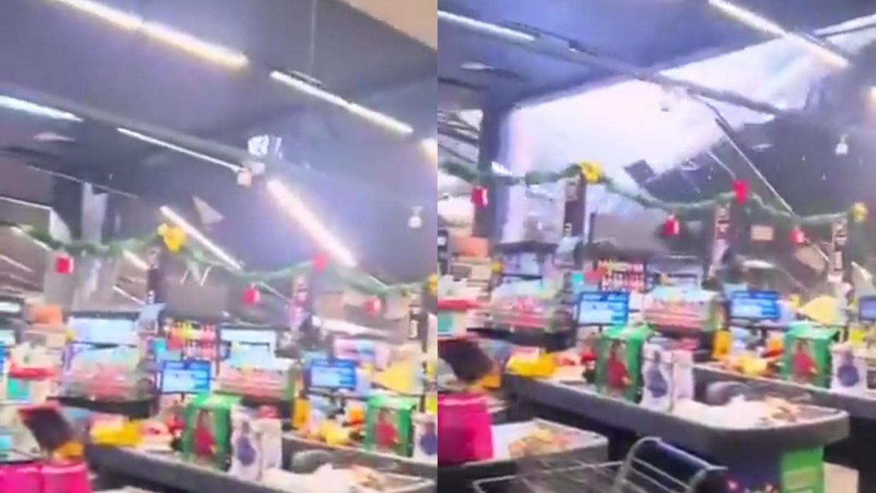 Teto de supermercado desaba durante chuva com granizo em São Paulo