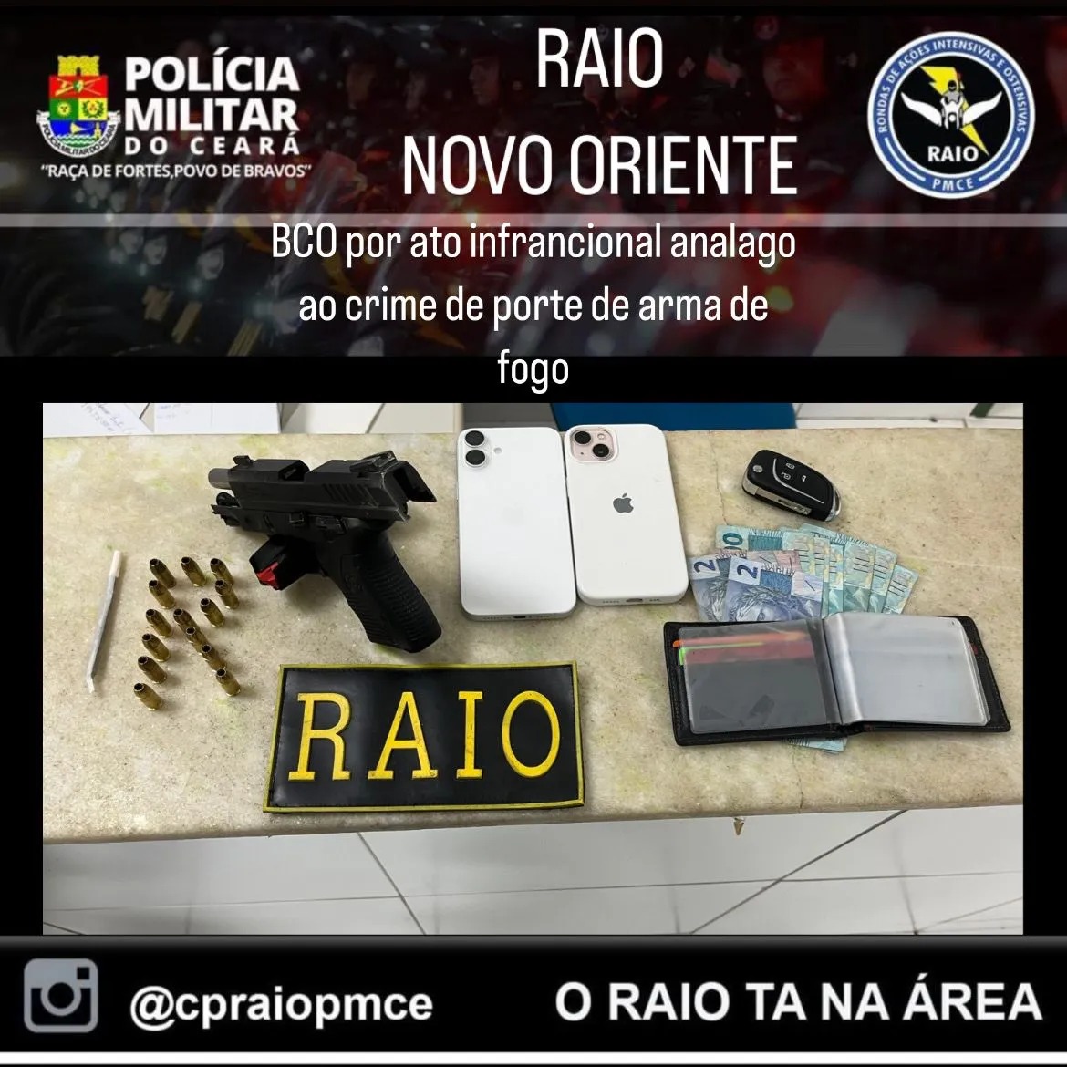 Polícia registra ato infracional análogo ao porte de arma de fogo em Novo Oriente