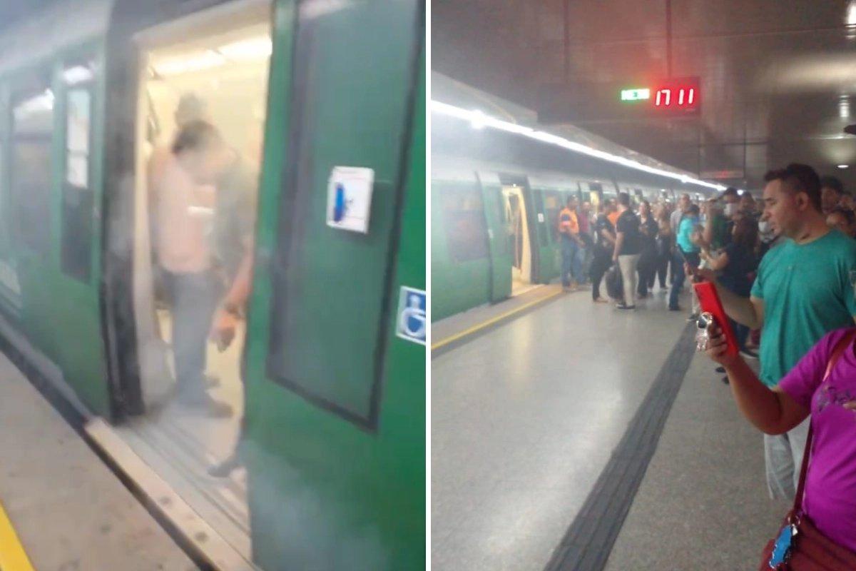 Falha em freio provoca fumaça e passageiros são evacuados de metrô em Fortaleza