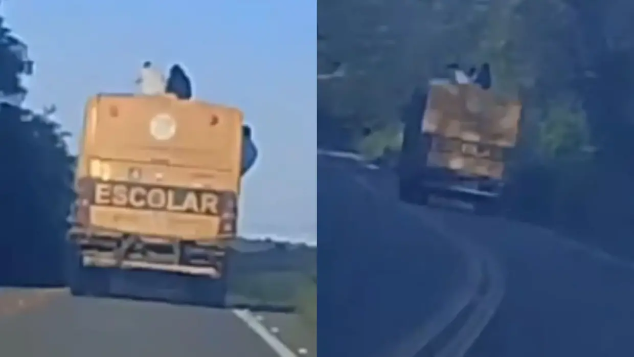 EDUCAÇÃO – Estudantes são flagrados no teto de ônibus em movimento no Interior do Ceará