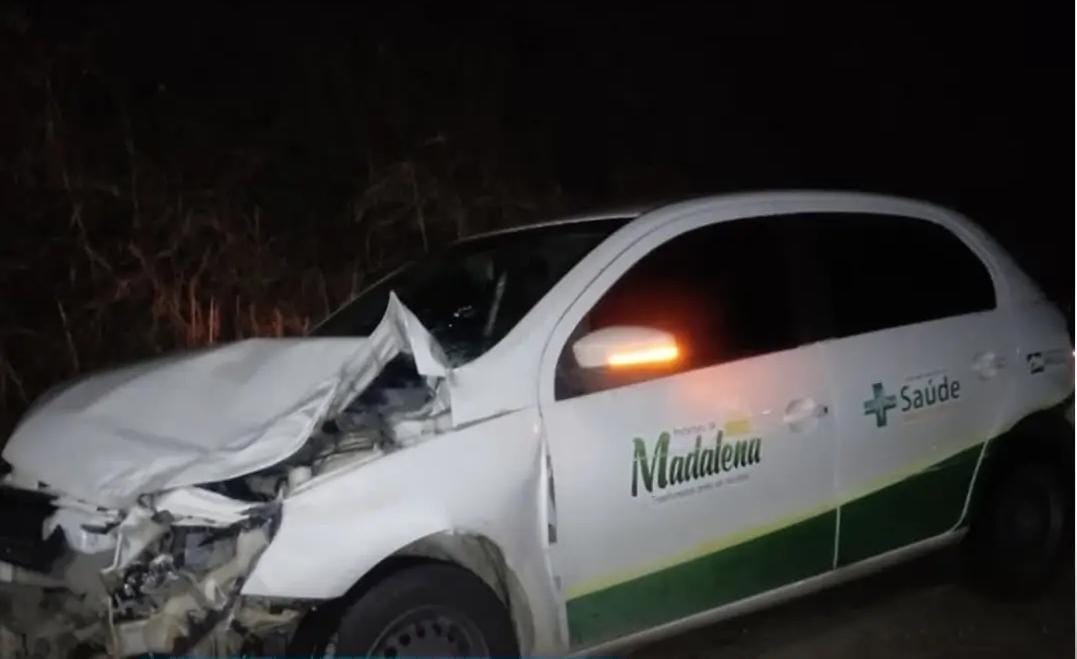 REGIONAL – Veículo da Saúde de Madalena colide com jumentos na BR-020; ninguém fica ferido