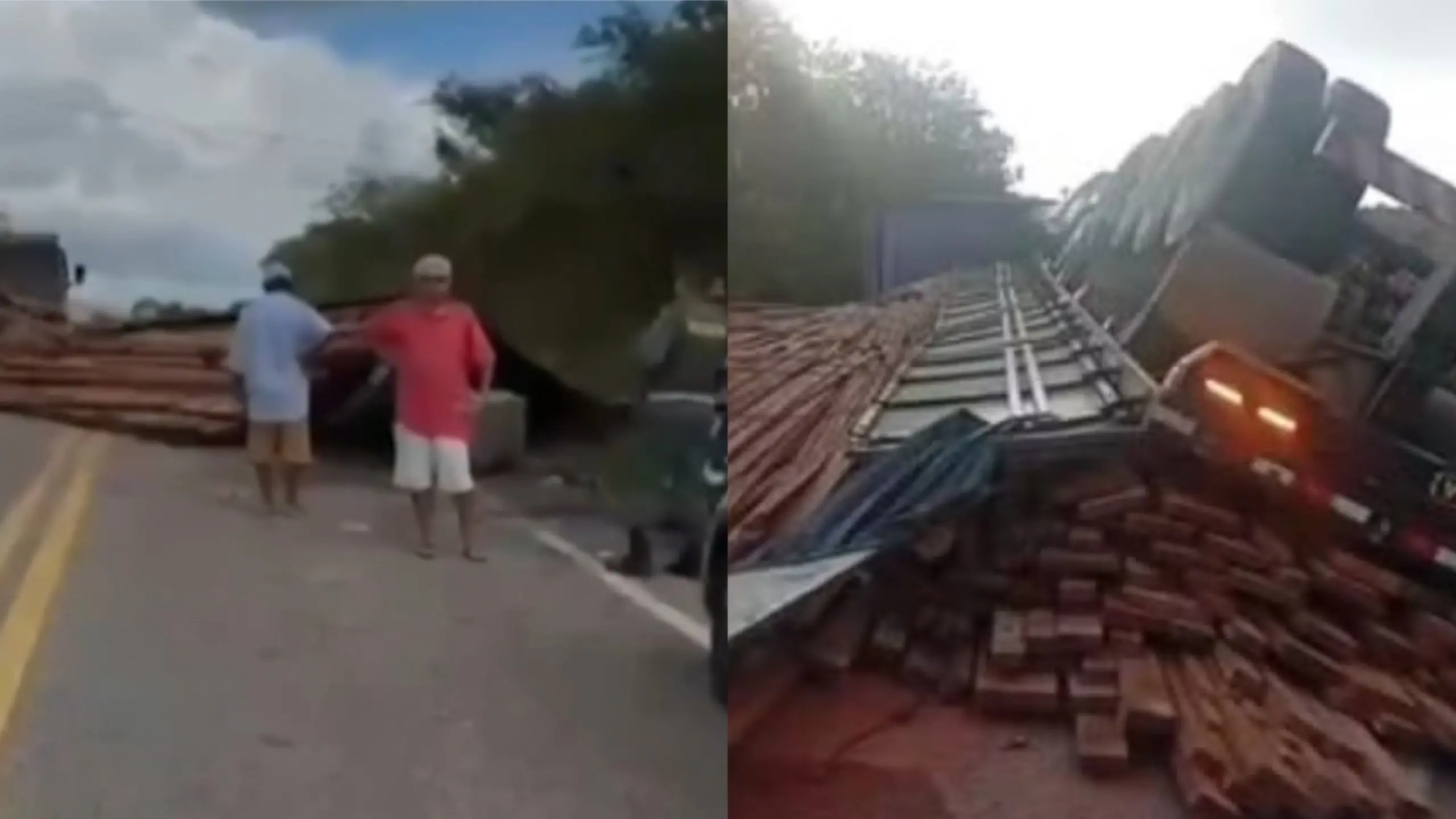REGIONAL – Tombamento de caminhão em Canindé deixa dois feridos e rodovia bloqueada