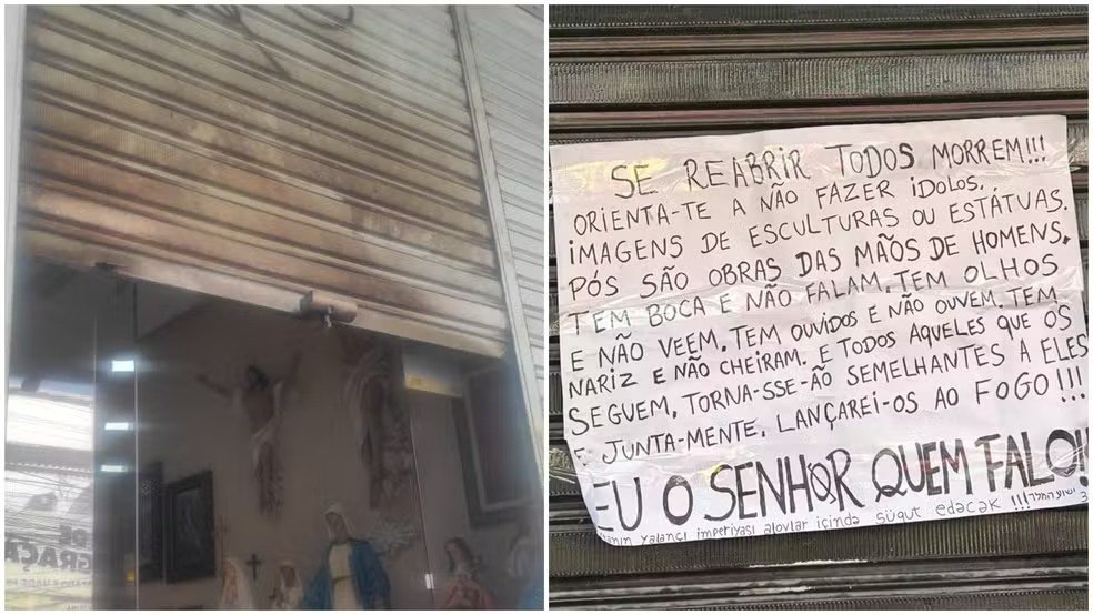 FORTALEZA – Loja católica é atacada na mesma noite em que comércios de umbanda e recebe ameaça: ‘se reabrir, todos morrem’