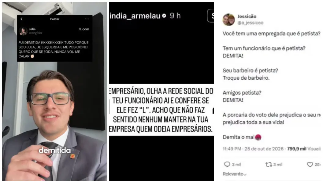 POLÍTICA – Publicações nas redes sociais incentivam demissão de eleitores de Lula; MPT cita assédio eleitoral